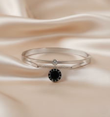 Nisa Premium Silver Polish Hanging Roman Numbers Design With Daimond And Ceramic Studded Bracelet For Women and Girls