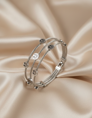 Nisa Premium Silver-Polish Tree Rings Design In Wire Bracelet For Women and Girls