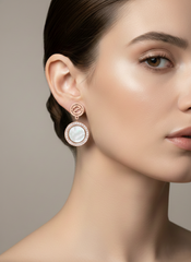 Rose Gold Tone Stainless Steel Halo Earrings