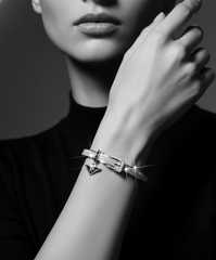 Nisa Premium Silver-Polish Delicate Belt Design With Diamond Studded Bracelet For Women and Girls