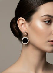 Rose Gold Tone Stainless Steel Halo Earrings