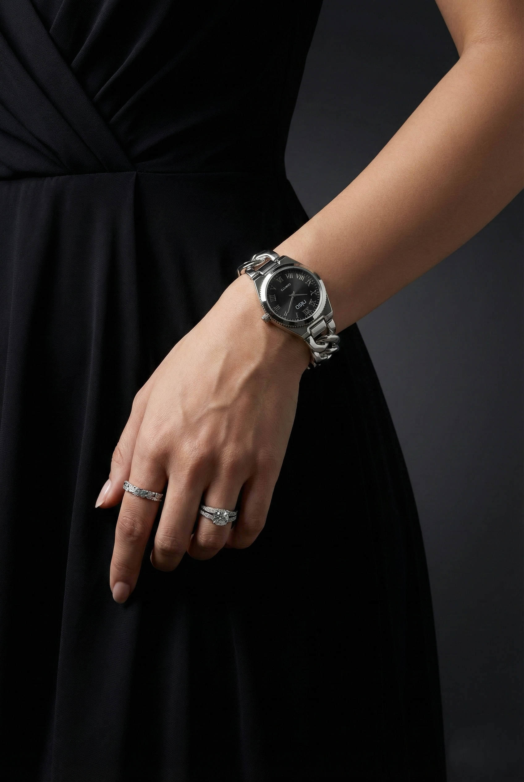 Nisa Silver Chain-Link Series – Classic Quartz Watch