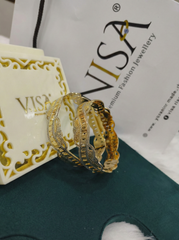 NISA Premium Dual-Tone Wavy Bangles