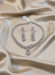 Pink Petal AD Necklace Set