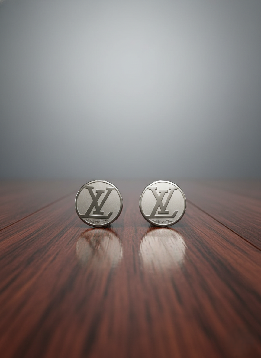 Stainless Steel Stud Earrings Two Tone (Silver / Silver )