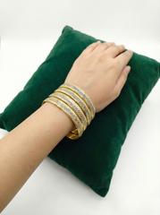 NISA Radiance Series – Two-Tone Textured Gold (Set of 4) Bangles
