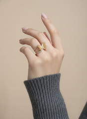 Gold-Tone Crystal Butterfly Wrap Finger Ring