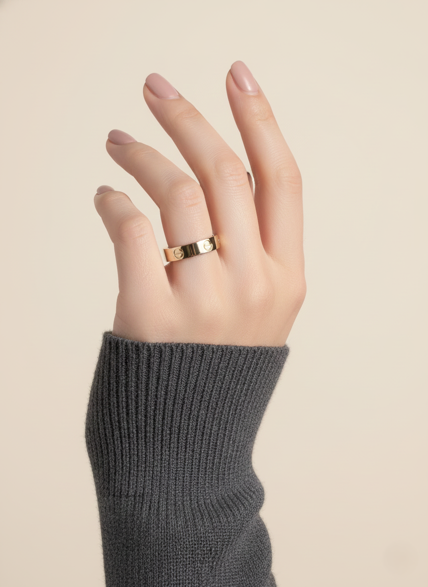 Rose Gold-Tone Stainless Steel Band Ring