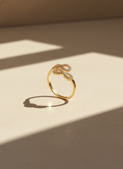 Sparkling Infinity Interlock Finger Ring