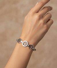 Nisa Premium Silver Polish Tree Design With Diamond Studded Bracelet For Women and Girls