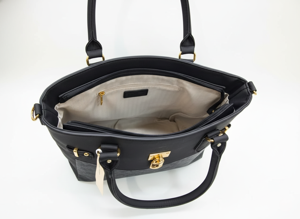 3-Pcs Combo Tote & Satchel Set - Midnight Charcoal