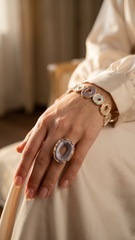 Nisa Contemporary  Enamel Link Bracelet & Matching Oval Ring Set
