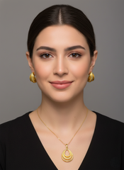 Dubai Style Gold-Tone Pendant and Earring Set