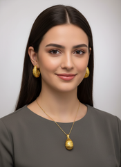 Dubai Style Gold-Tone Pendant and Earring Set