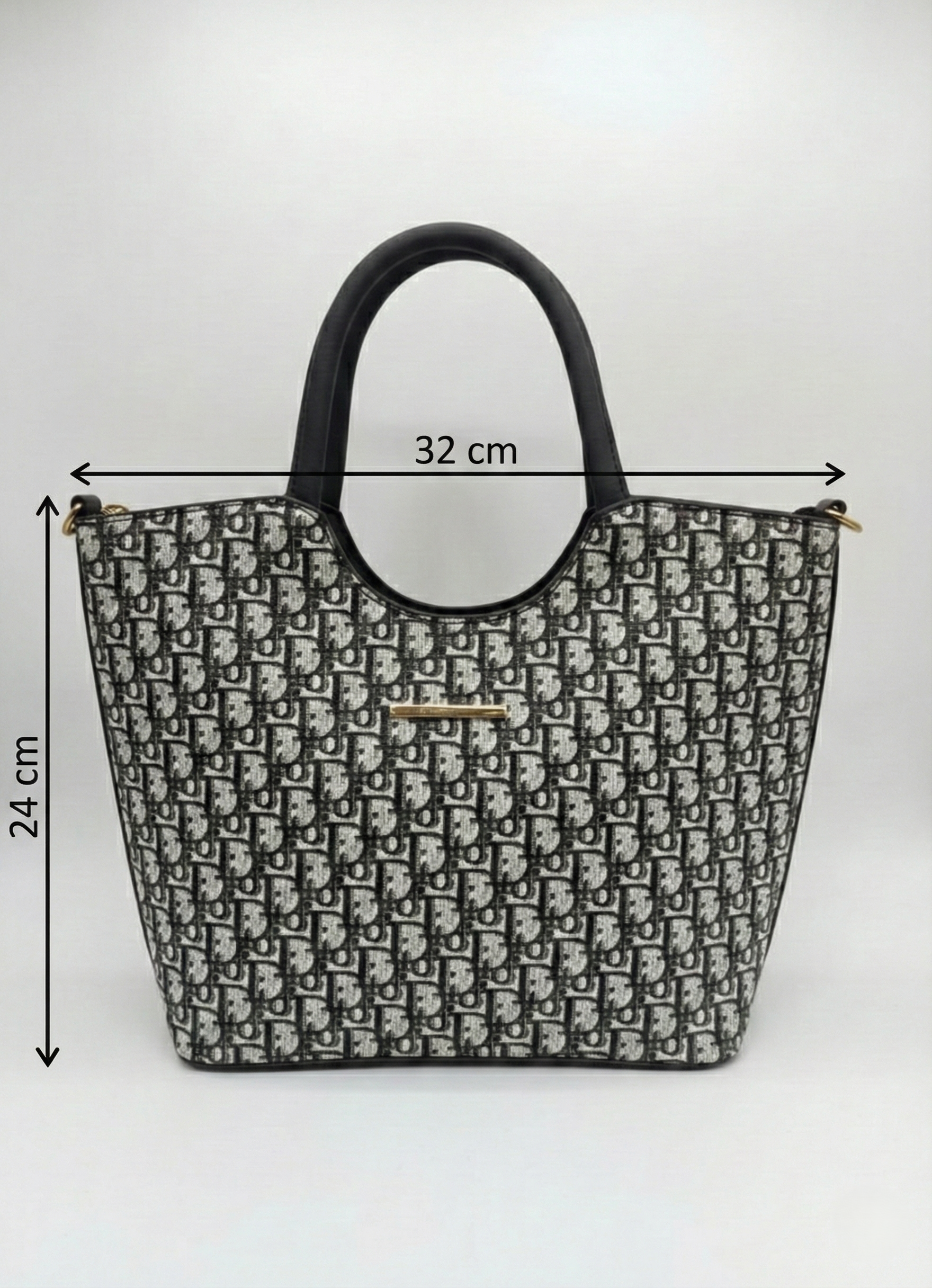 3-Pcs Combo Tote & Satchel Set - Blue with Black Print