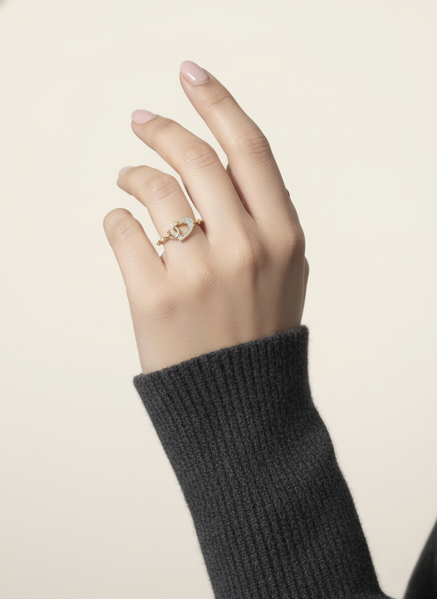 The Eternal Bond Interlocking Heart Finger Ring