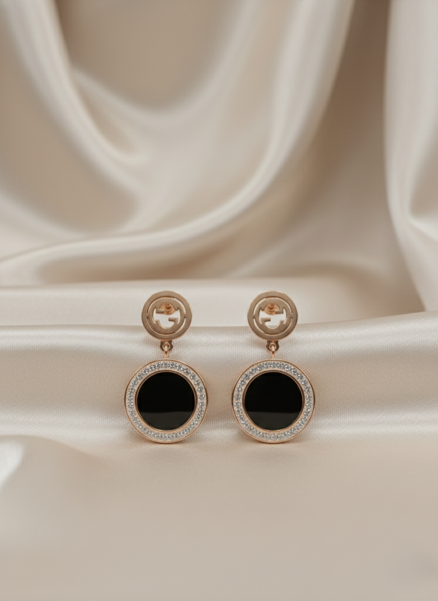 Rose Gold Tone Stainless Steel Halo Earrings