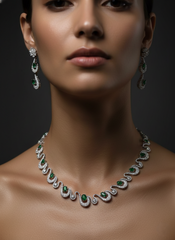 Emerald Green & AD Necklace Set