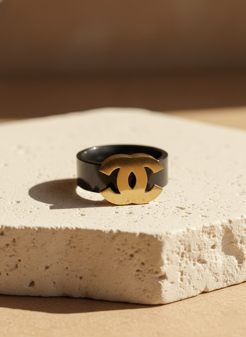 CC Logo Stainless Steel Band Ring