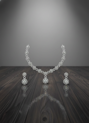 Silver-Finish AD Necklace & Earrings Set