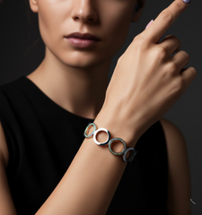 Nisa Premium Silver-Polish Sequence Round Design With Diamond Studded Bracelet For Women and Girls