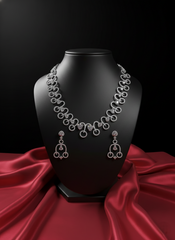 Nisa Ethereal Bloom AD Necklace & Earring Set