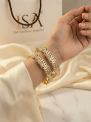 NISA Premium Dual-Tone Wavy Bangles