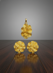 Dubai Style Gold-Tone Pendant and Earring Set