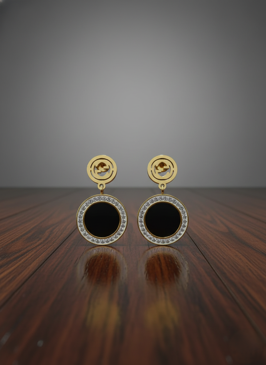 Gold Tone Stainless Steel Halo Earrings