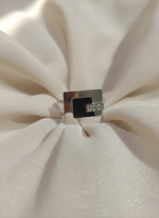 Stainless Steel Square Icon Silver Ring