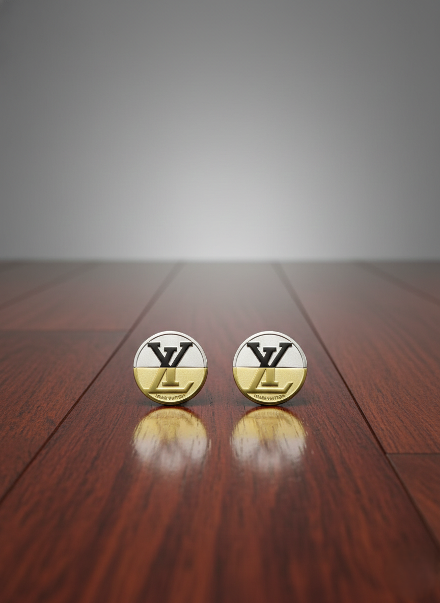 Stainless Steel Stud Earrings Two Tone (Silver / Gold)