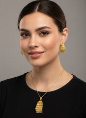 Dubai Style Gold-Tone Pendant and Earring Set