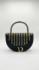Nisa "Diva" Crystal Statement Purse – Black/Gold