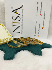 Nisa Premium Two-Tone Gold & Rhodium Plated Designer (Set of 4) Bangles