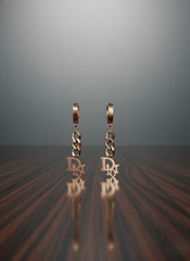 Stainless Steel Rose Gold Hoops-Chain Link