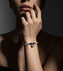 Nisa Premium Silver-Polish Hanging-Lock Design With Diamond Studded Bracelet For Women and Girls