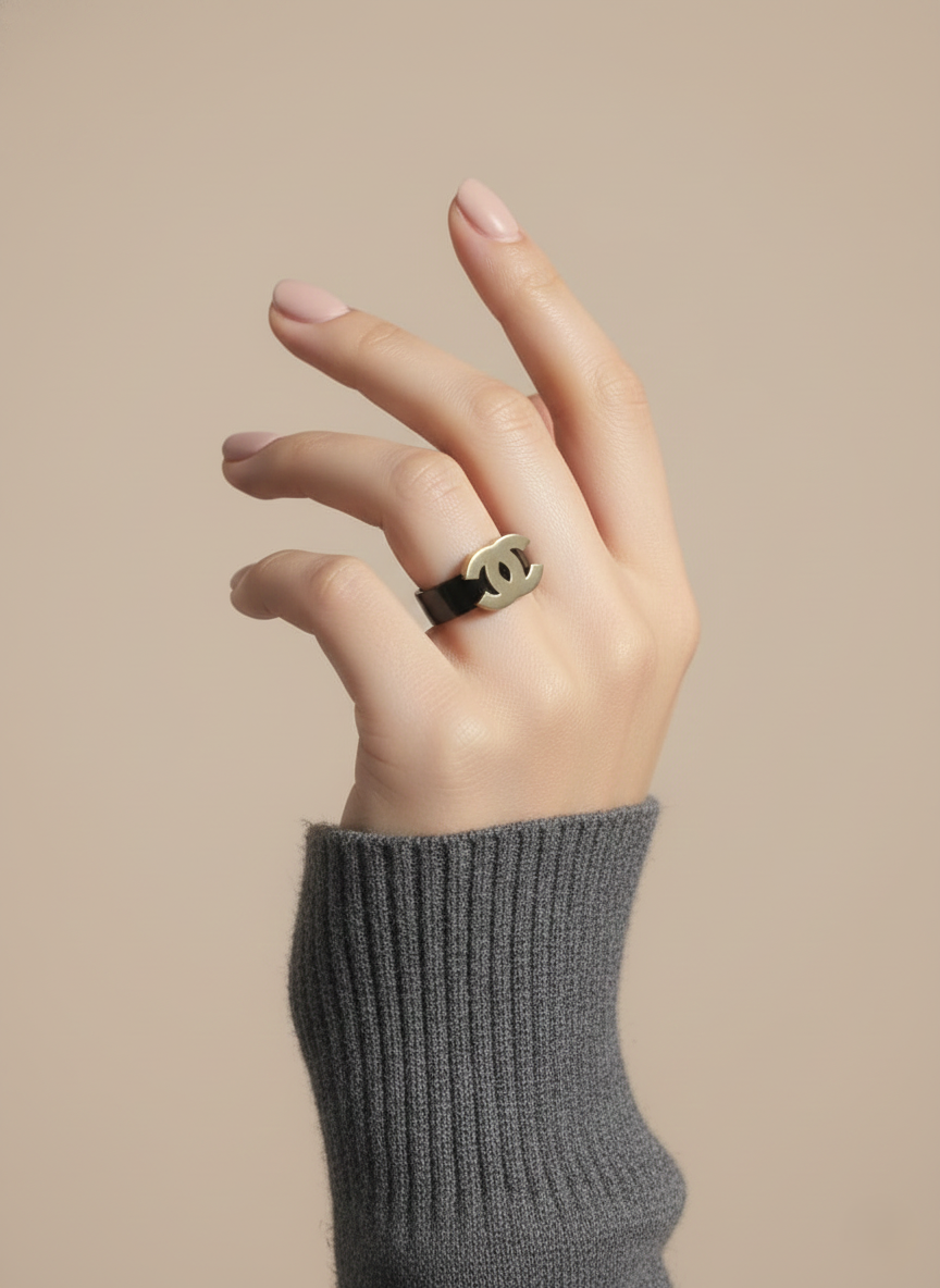 CC Logo Stainless Steel Band Ring