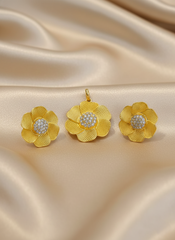 Dubai Style Gold-Tone Pendant and Earring Set