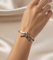 Nisa Premium Silver Polish Unique Design With Diamond Studded Bracelet For Women and Girls