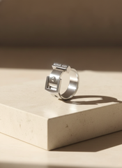 Stainless Steel Buckle Ring by MICHAEL KAES