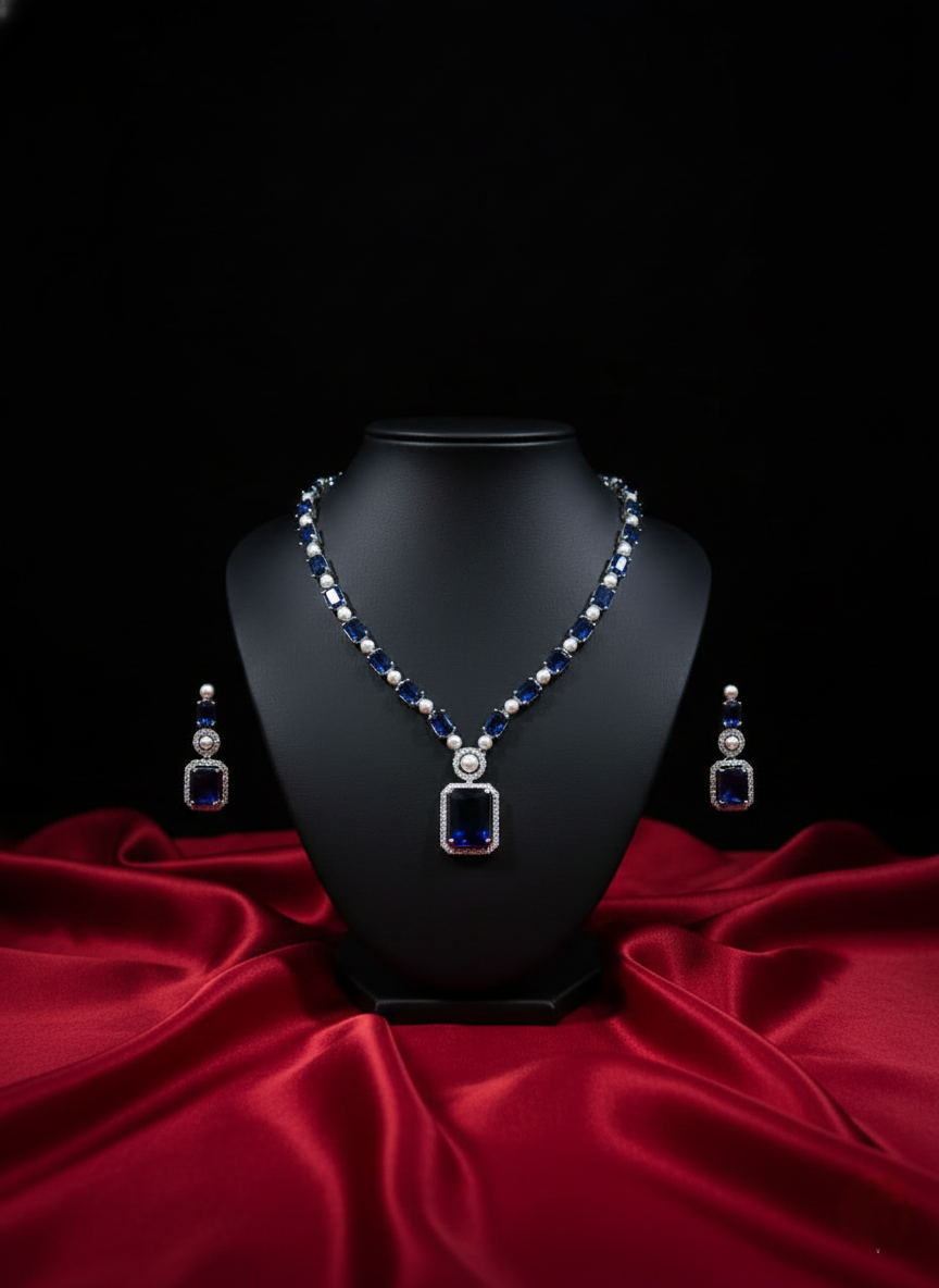 Royal Blue  "V neck" AD Necklace