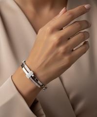 Nisa Premium Silver-Polish Cute Delicate Design With Diamond And Pearl Studded Bracelet For Women and Girls