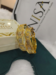NISA Premium Greek Key Dual-Tone Bangles