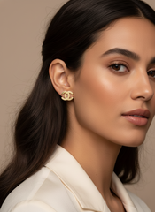 Stainless Steel Golden "C" Interlock Studs Earrings