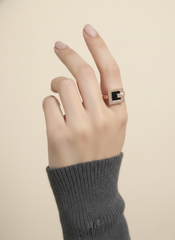 Stainless Steel Square Icon Rose Gold Ring