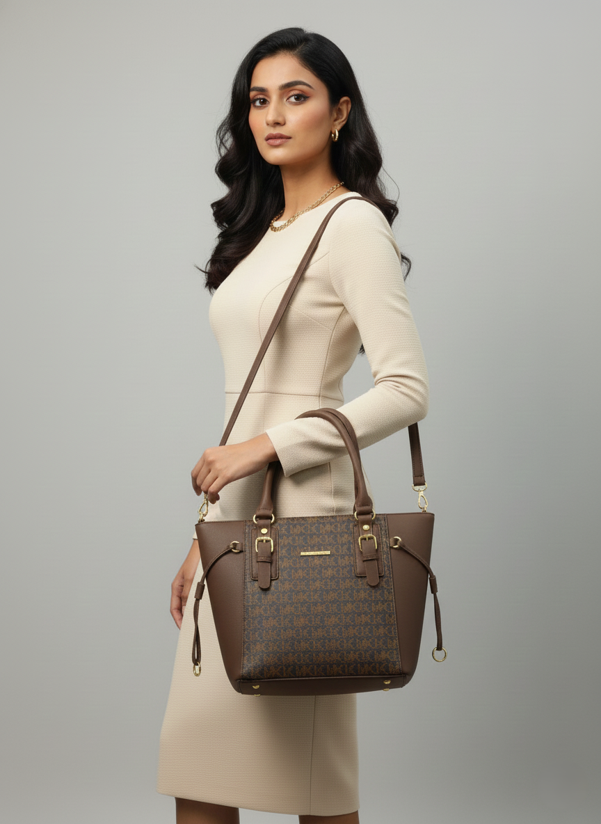 3-Pcs Combo Tote & Satchel Set – Coffee Brown