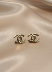 Stainless Steel Golden "C" Interlock Studs Earrings