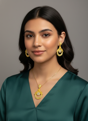 Dubai Style Gold-Tone Pendant and Earring Set