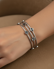 Nisa Premium Silver-Polish Roman-Numbers Rings Design In Wire Bracelet For Women and Girls