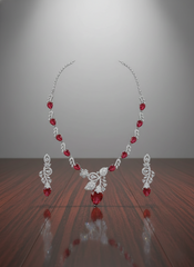 Crimson Radiance Red AD Necklace & Earring Set